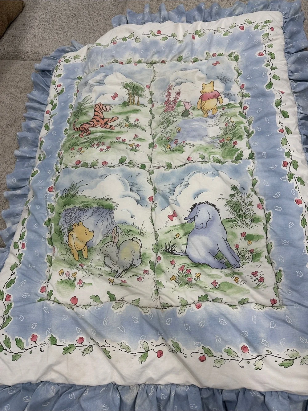 Classic Winnie the Pooh Blue Printed Comforter - Pooh & Piglet